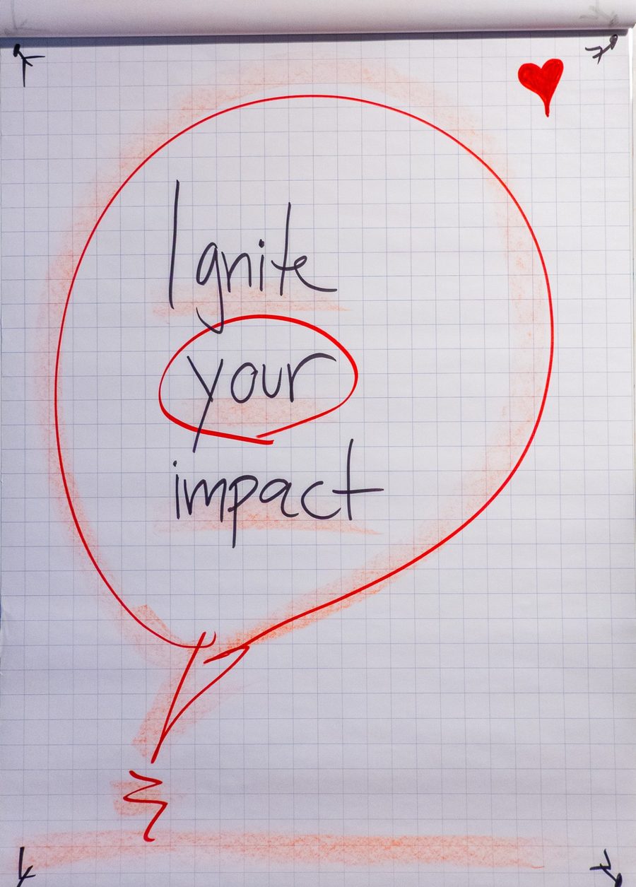 Flipchart «Ignite your impact» in einer Sprechblase